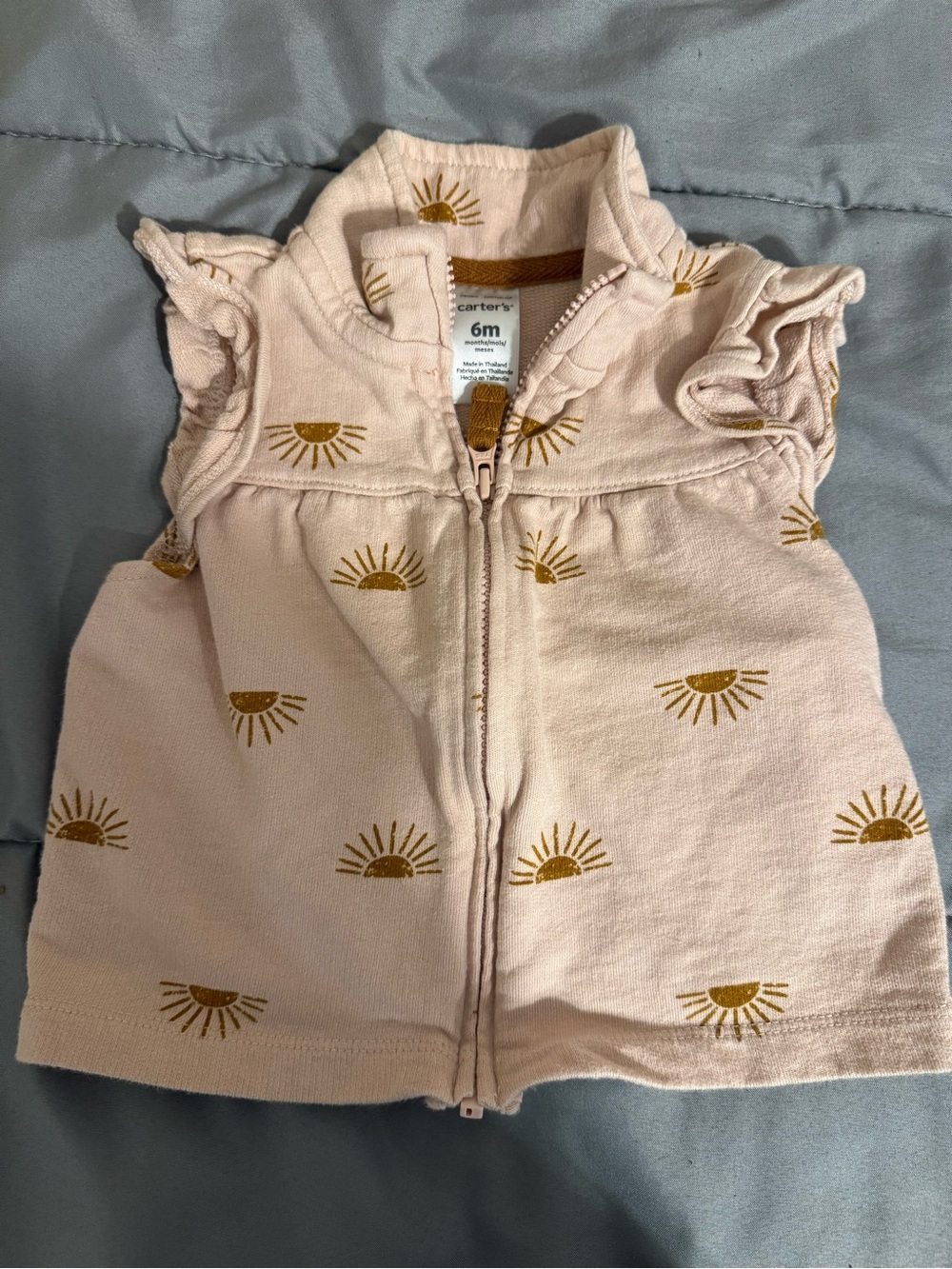 Carter's Light Pink Romper with Mustard Sun Motif